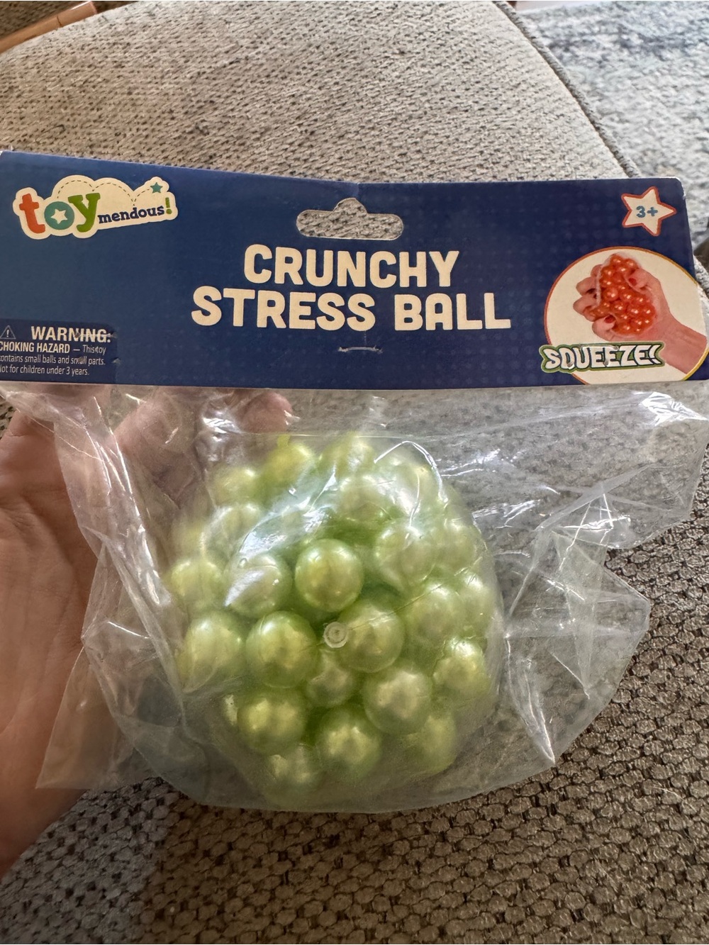 Toymendous crunchy stress ball sensory squishy toy, green